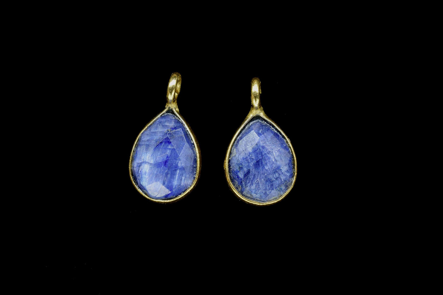 Blue Sapphire 6x8mm Earring Connector, Jewelry Making,Blue Sapphire stud,Gold Plated Earring Connector,Pear Shape Earring Connector Jewelry