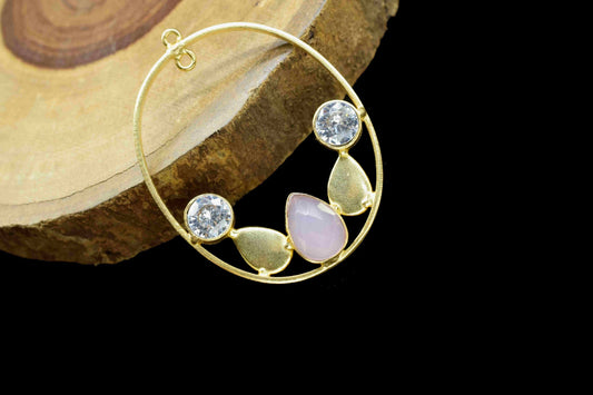 Multi Stone Rose Quartz Zircon Pendant,Gemstone 7x10mm Teardrop Shape Component,Finding Pendants Jewelry,Rose Quartz Earring Connector,Gift