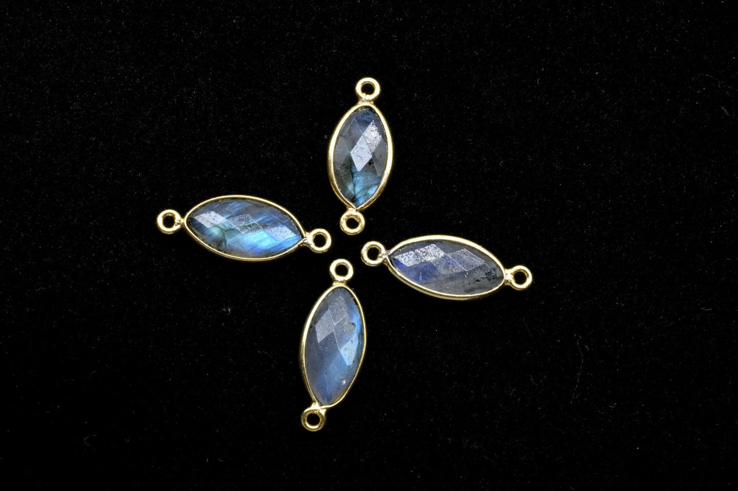 Labradorite 8x16mm marquise shape double bail charm,Labradorite marquise Connector Pendant,Bezel Link Double Bail Connector,Labradorite