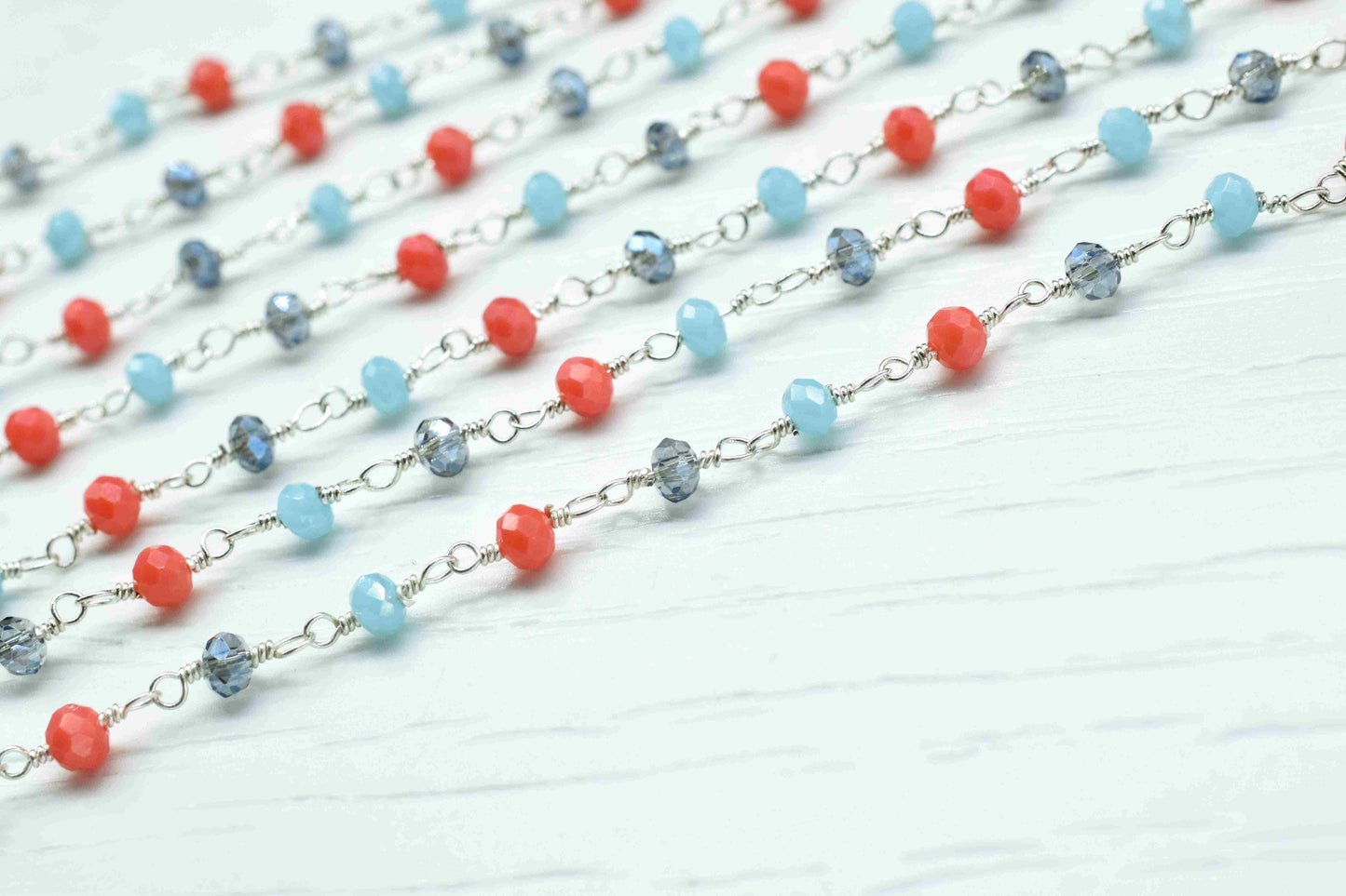 Multi stone Gemstone 3mm Beads Rosary,Bulk Wholesale Beads Chains,Red Coral Coated Beads Rosary Chains,Labradorite Coated Beads Chains,Gift