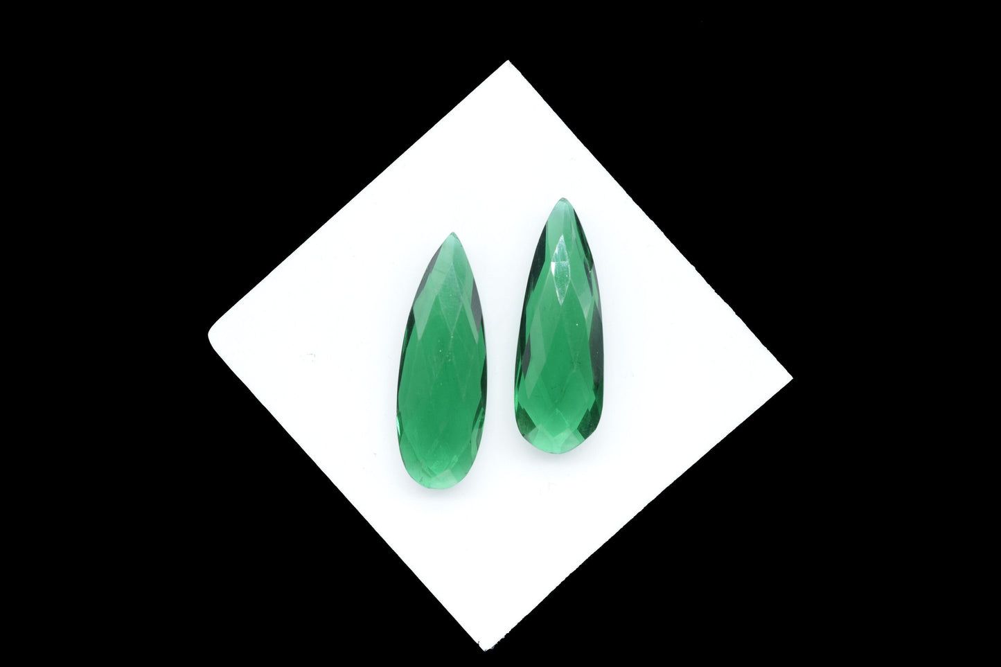 Matched Pairs,Emerald Green Hydro Quartz Faceted 10X30mm Pear Shape Briolettes,Emerald Faceted Teardrop Gemstone,Emerald Teardrop Briolettes