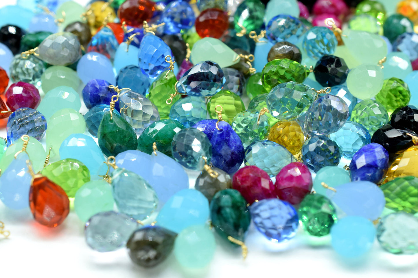 Sky Topaz 10x14mm Faceted Drops,Sky Topaz Wire Wrapped Gemstone Connector,Sky Topaz dainty Pendants ,Topaz Connector Charms,Wife Gifts,