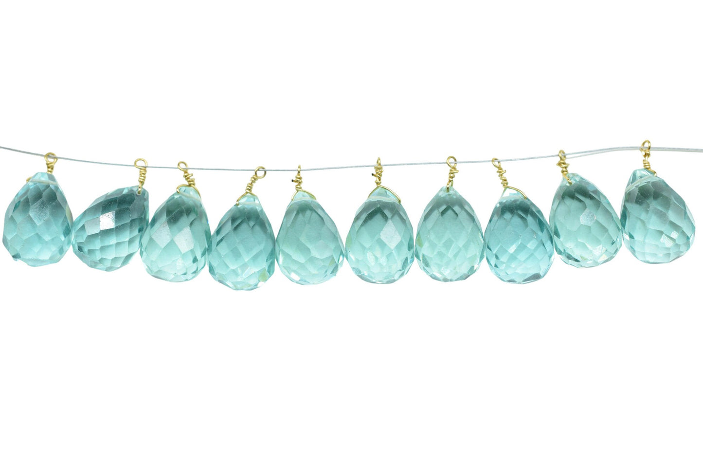 Green Amethyst 10x14mm Faceted Drops Wire Wrapped Beads,Amethyst dainty dangle drops,Green Amethyst Gemstone Connector,Birthstone Jewelry