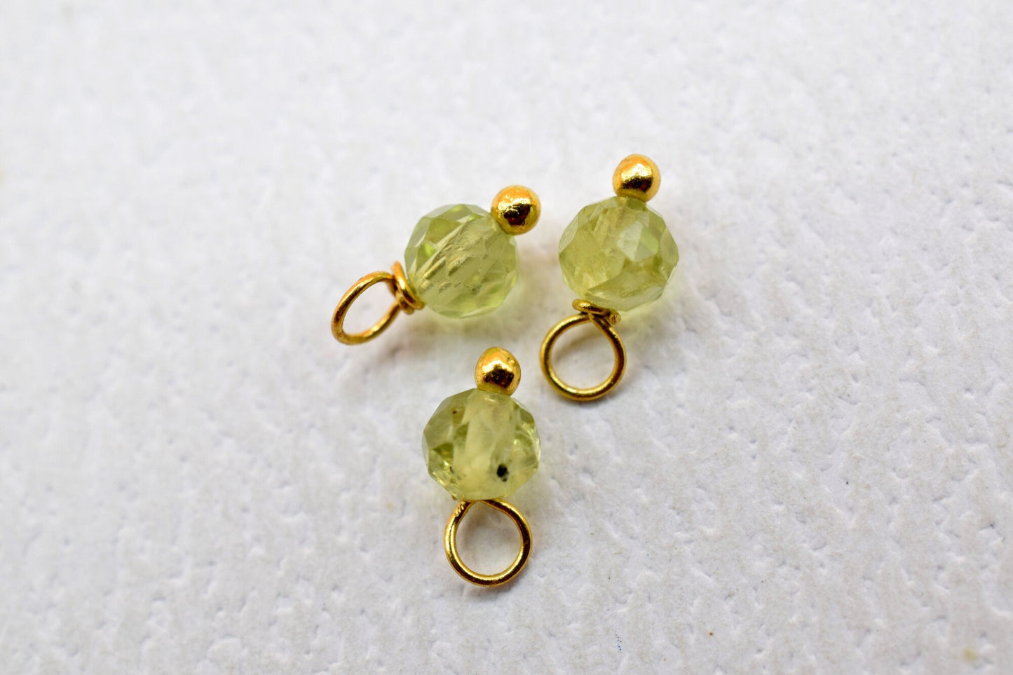 3mm Peridot Single wire wrapped Beads,Earring Connectors,Peridot Faceted Beads,Peridot Hangings Beads,Jewelry Making Supply,Gemstone Charms