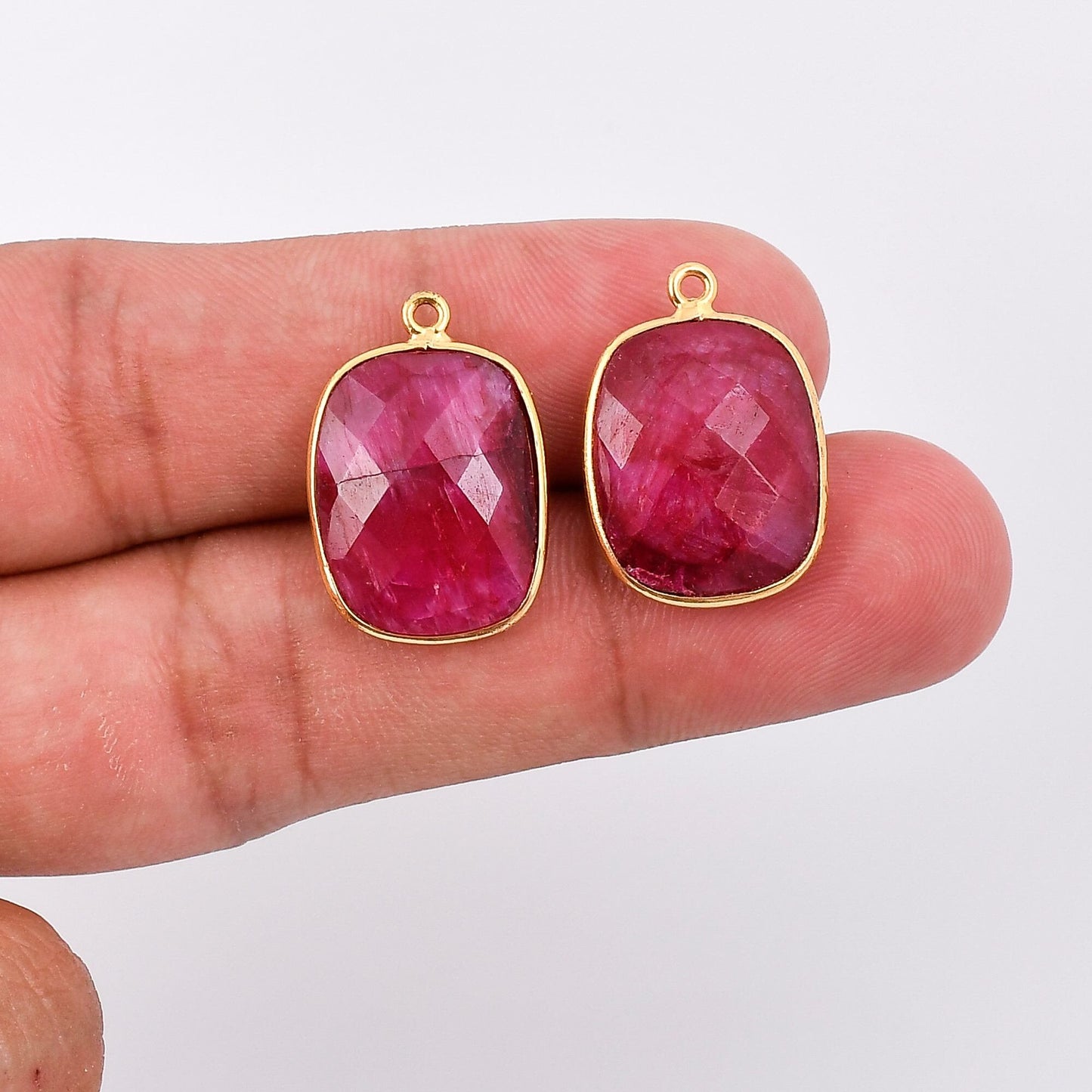 Ruby 14x18mm Bezel,charms,connector,pendant,Rectangle ShapeGold Plated bezel,Beautiful ruby Bezel,Ruby jewelry making charm,GoldFilled bezel