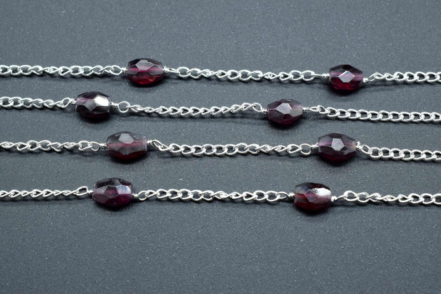 Garnet Oval Shape Rosary Chain,Garnet Beads Rosary,Jewelry Making Rosary,Garnet Wire Wrapped Rosary,Garnet Briolette Rosary,Garnet Oval bead