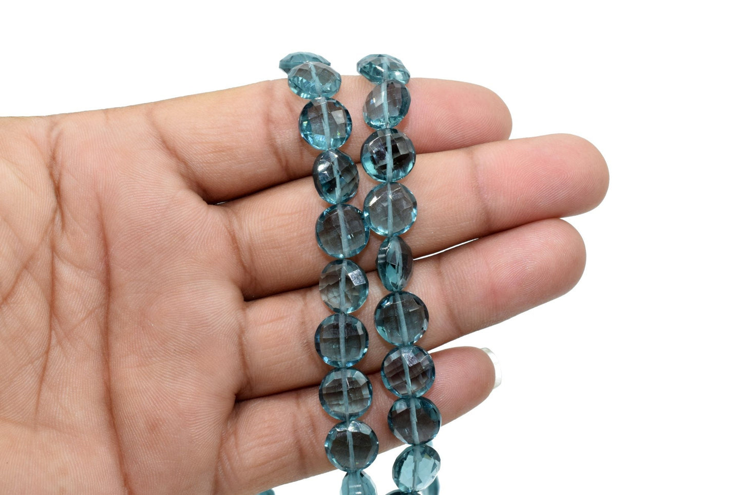 Aquamarine 10mm Faceted Coin Shape Briolette Beads. Faceted Aquamarine Gemstone Jewelry,Round  Aquamarine,Aquamarine Faceted Briolette Beads