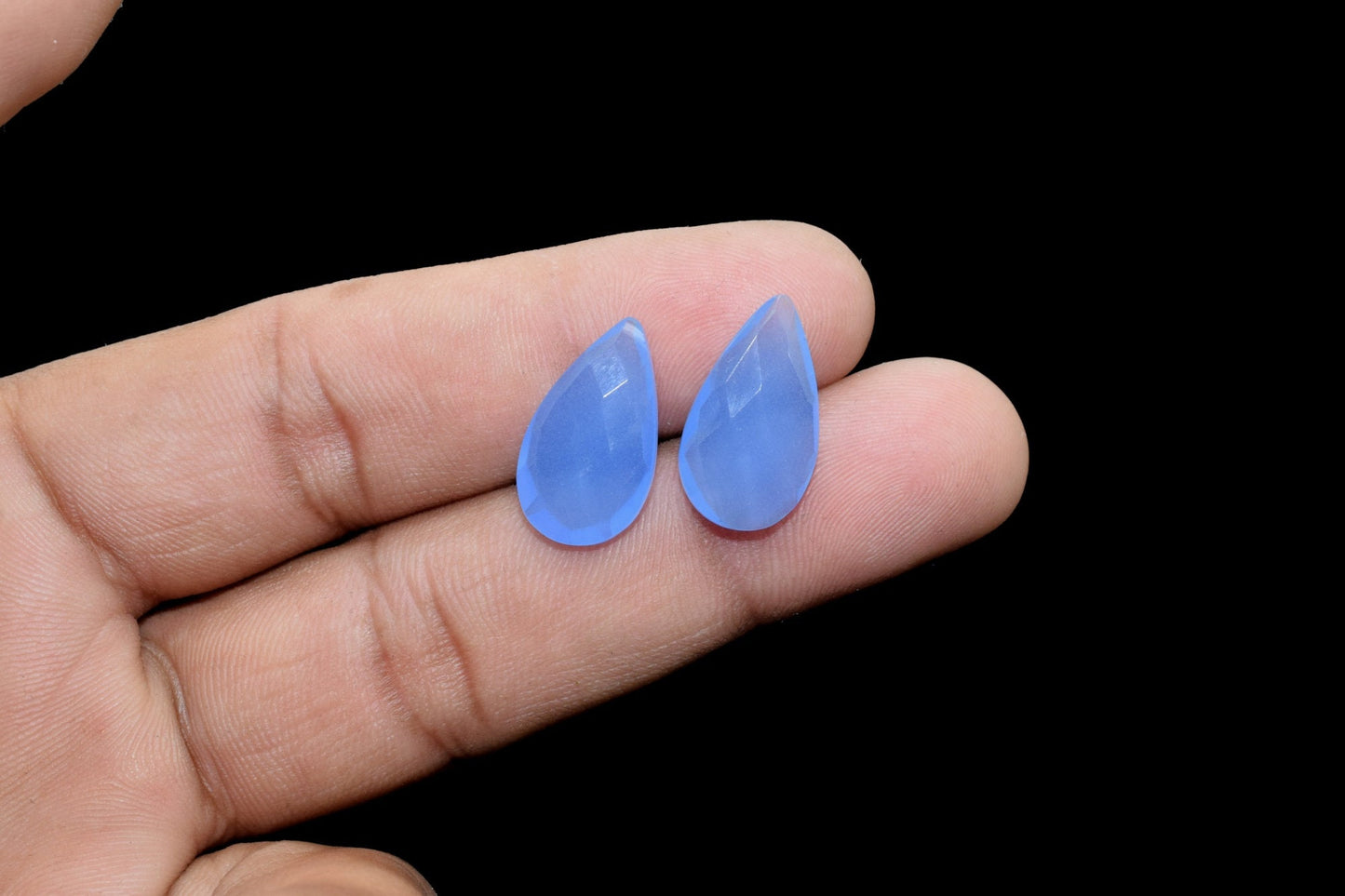 Blue Chalcedony Faceted Pear Shape Briolettes,10x18mm Pear Shape Beads,Blue Chalcedony Briolettes,Faceted Pear Beads,Chalcedony Jewelry Bead