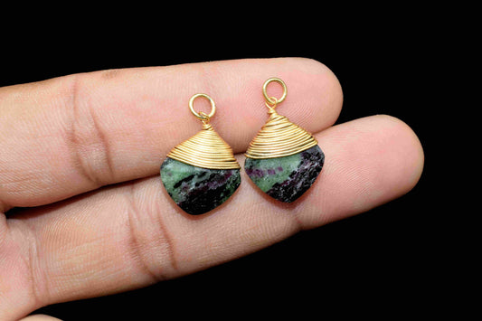 Ruby Zoisite Square Faceted Connector,Gemstone Wire Wrapped Pendant,Loop Connector,Pendant Jewelry,Wire Wrapped Necklace,Zoisite Jewelry,