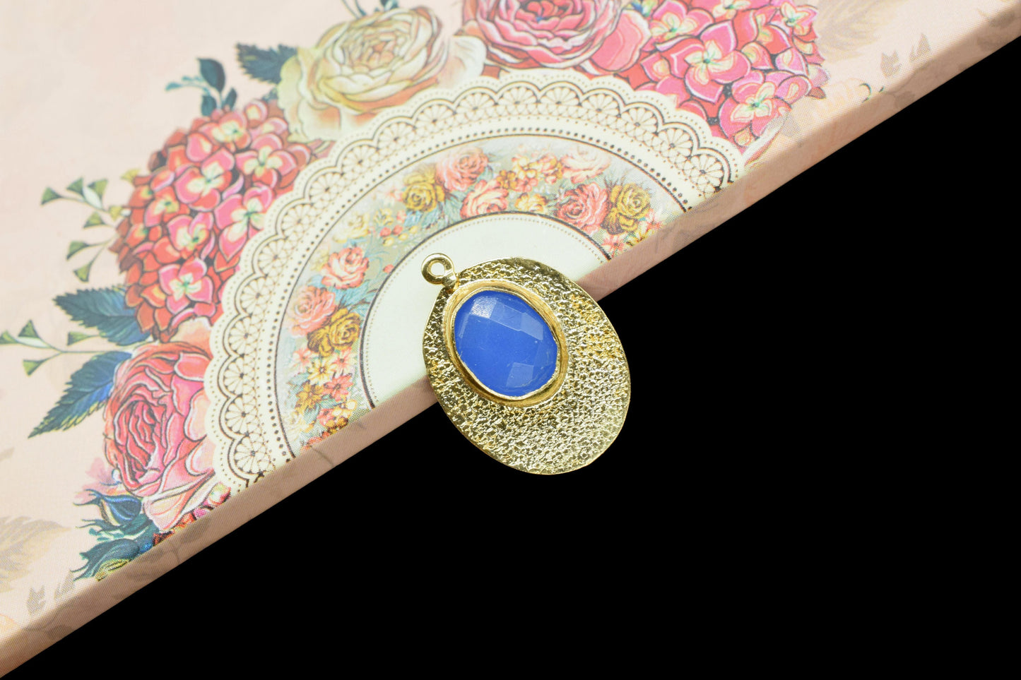 Blue Chalcedony Charms Pendant,Handmade Pendant Connector,Gemstone Component jewelry,Oval Shape Pendant,Matt Earrings,Finding Oval Component