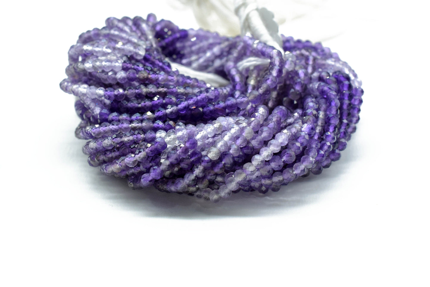 Amethyst Faceted Rondelle Beads,3mm Rondelle Beads,Shaded Amethyst Beads,13"Strand,Micro faceted beads,Gemstone Beads Jewelry Making supply,