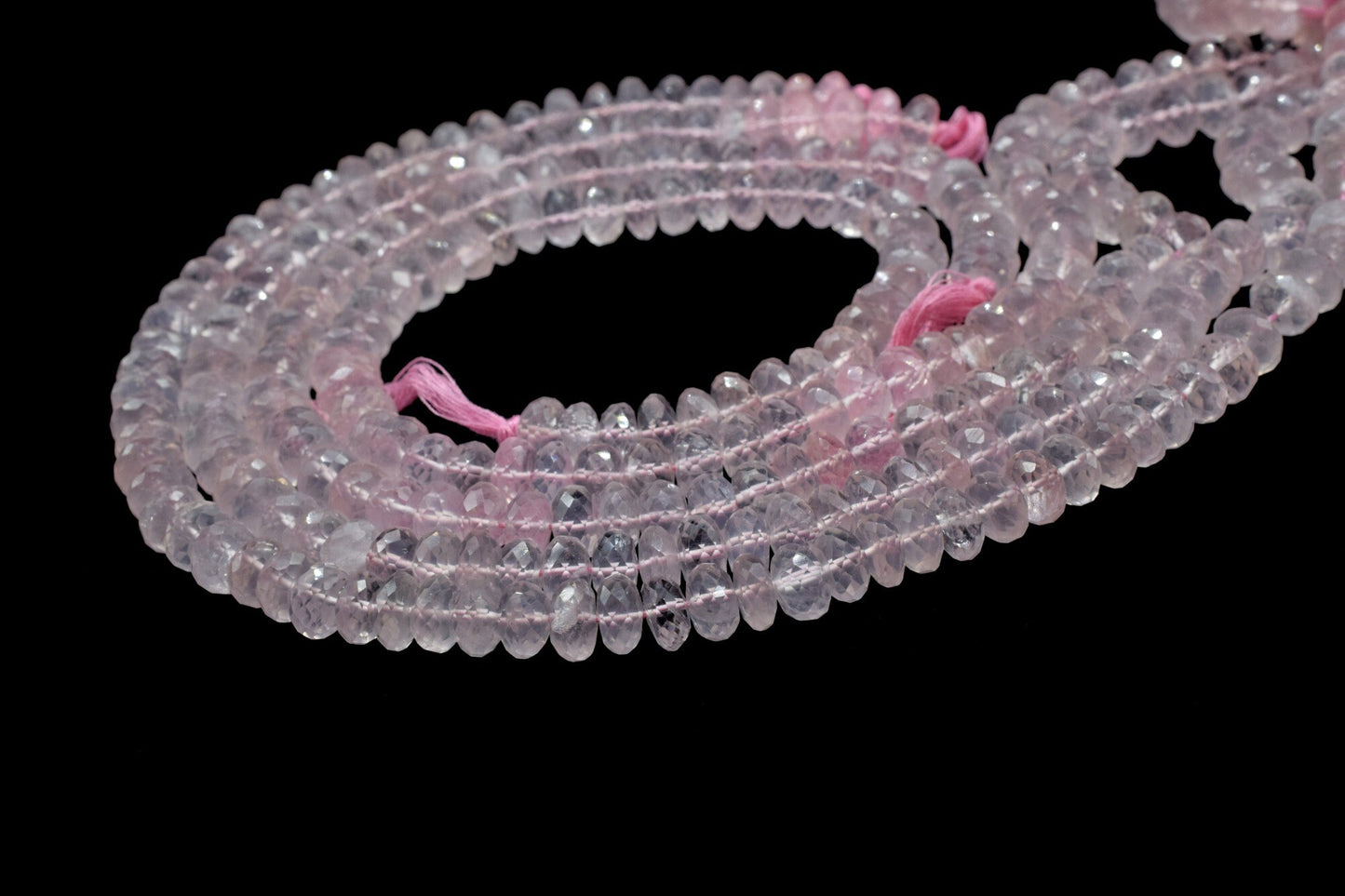 Rose Quartz Beads Grade AAA Genuine Gemstone Faceted Rondelle Loose Beads, 7.5x8mm Size Rose Quartz Beads, Gemstone Faceted Rondelle Beads