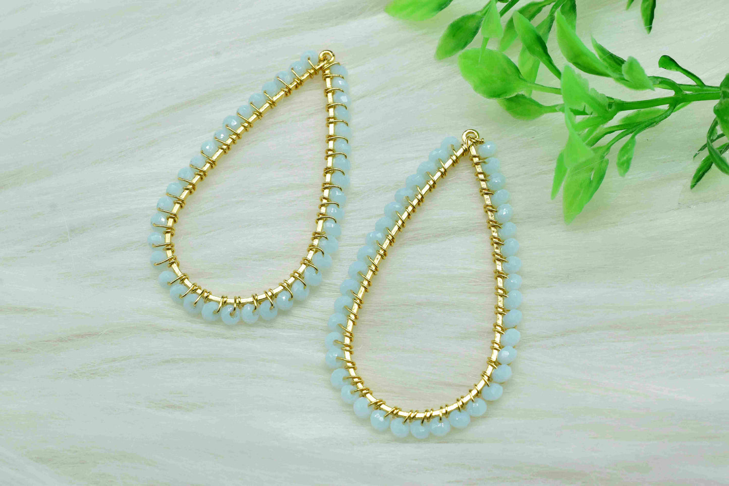 Aqua chalcedony Wrapped Earring, Gemstone Component, Findings Earring Component, Connector Jewelry,Handmade Earring,Dangle Earring Component