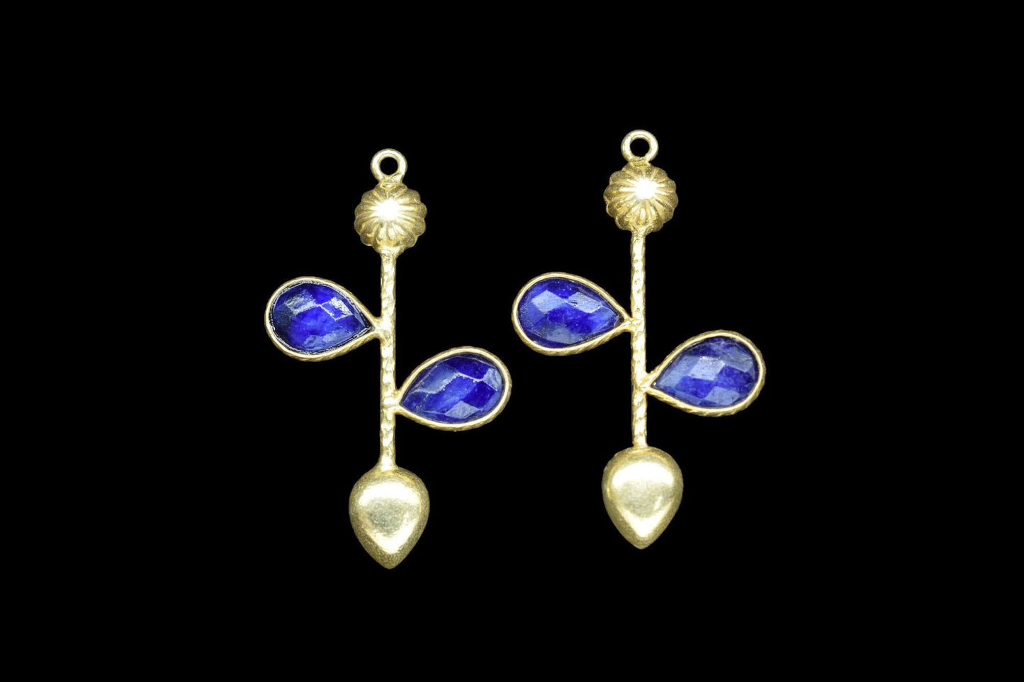 Blue Sapphire Teardrop Faceted Bezel Connector,Blue Sapphire Earring,Jewelery Supply,Blue Sapphire Pendant Charms,Designer Pendants,B'Gifts