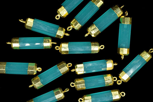 Aqua Quartz Pointed Pendants,Handmade Pencil Charms,Gemstone,Aqua Quartz Jewelry Making Supply,Double Bail Point Connector,Pencil Pendant