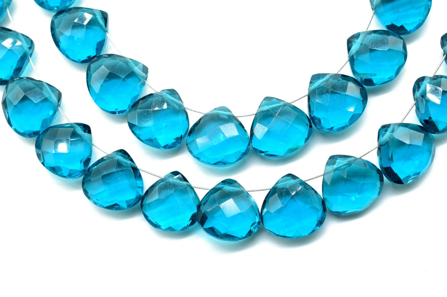 Apatite Peacock Quartz Briolettes,Peacock Blue Quartz Faceted Beads,10mm heart shape strand,Teal Blue faceted beads,jewelry making supplies