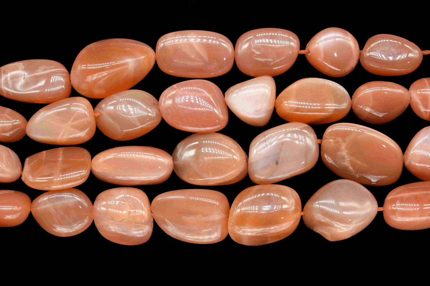 peach moonstone smooth nuggets,Oval Shape Gemstone Tumble Beads,nugget Strand,moonstone Beads Jewelry,handmade Necklace,Smooth Briolettes