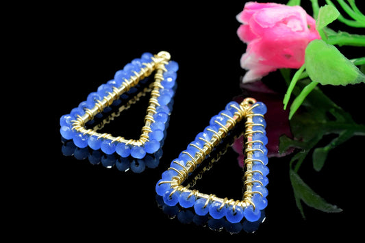 Blue Quartz Wire Wrapped Dangle Earring,Handmade Beads Earring Connector,Gemstone Component,Blue Quartz Component Jewelry,Finding Necklace