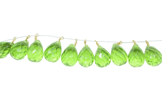 Peridot 10x14mm Faceted Drops,Peridot Wire Wrapped Gemstone Connector ,Peridot dainty Pendant,Peridot Connector Charms,Peridot Teardrop Bead