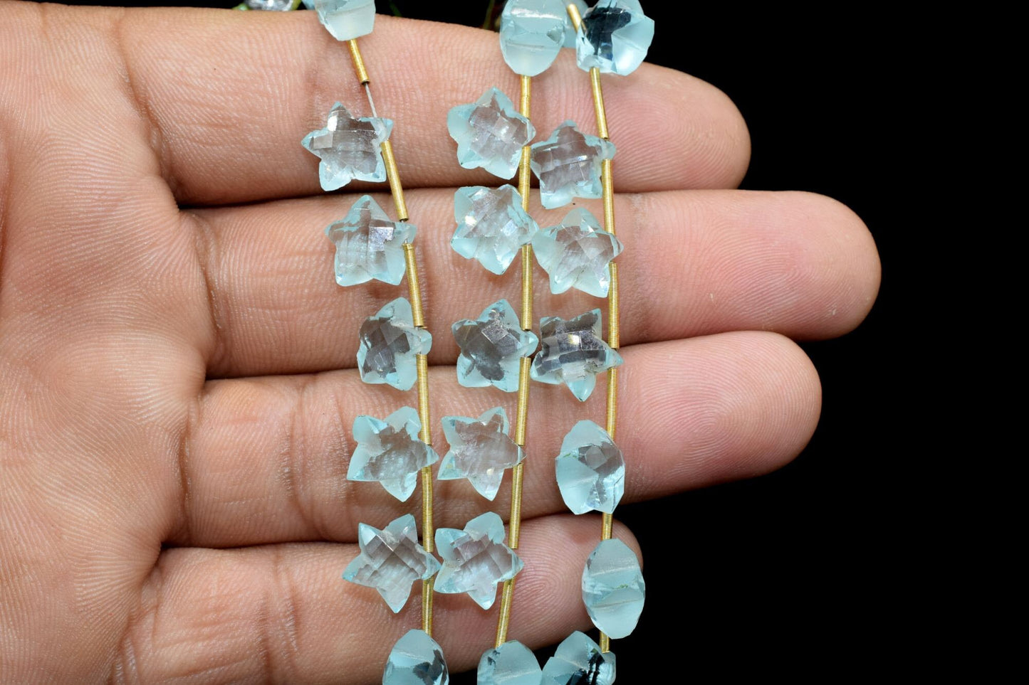 Aquamarine 9mm Faceted Star Briolette Beads Strand - 10 Beads in 1 Strands,Aquamarine Beads,Aquamarine Star Shape Briolette,Aquamarine stars