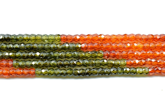 5 String Of Multi stone Necklace,Natural Precious Zircon Gemstone Orange and White shaded Necklace Faceted 3mm Stone Beads Necklace AAA