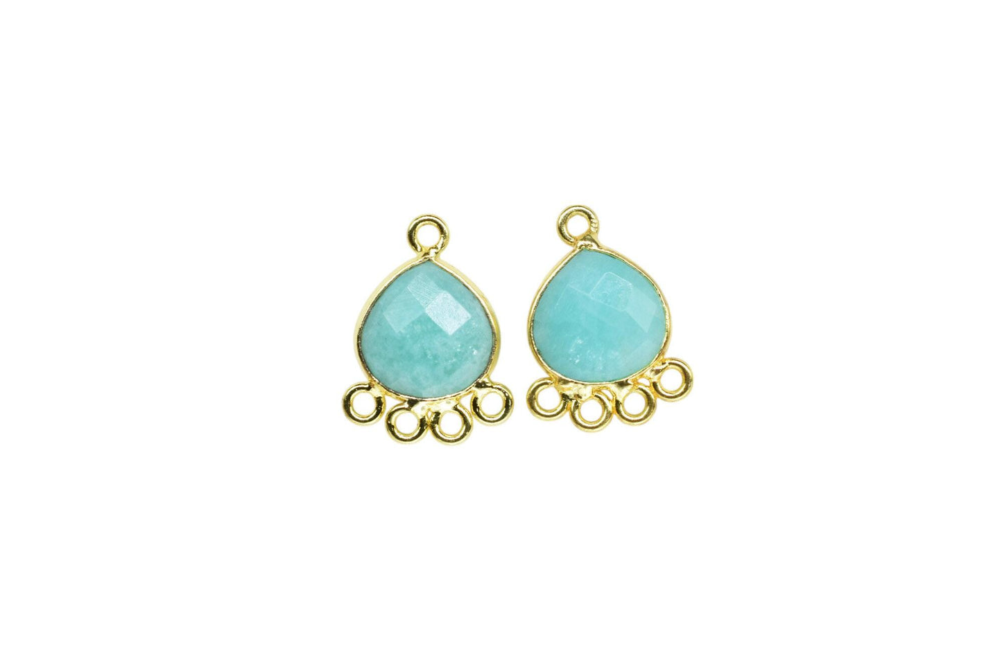 Amazonite Heart Shape Pendant/Gold Plated Charms Jewelry/Handmade Connector Jewelry/Connector Charms/Station Bezel Link Supplies/ Gift