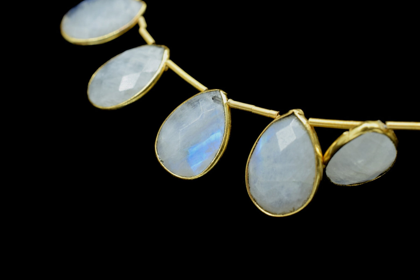 Moonstone Pear Shape Gold Plated Bezel strand,10x14mm pear Charms Making Jewelry Findings Supply, Moonstone Bezel charms,Moonstone Jewellery