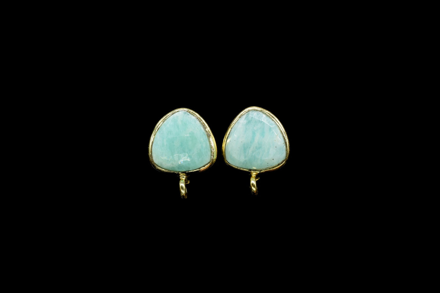 Amazonite 8mm Trillion Earring Connector,Gemstone Stud Ear Post,Earring Making Connector,Bezel frame Earrings Connector,Gemstone  Connector