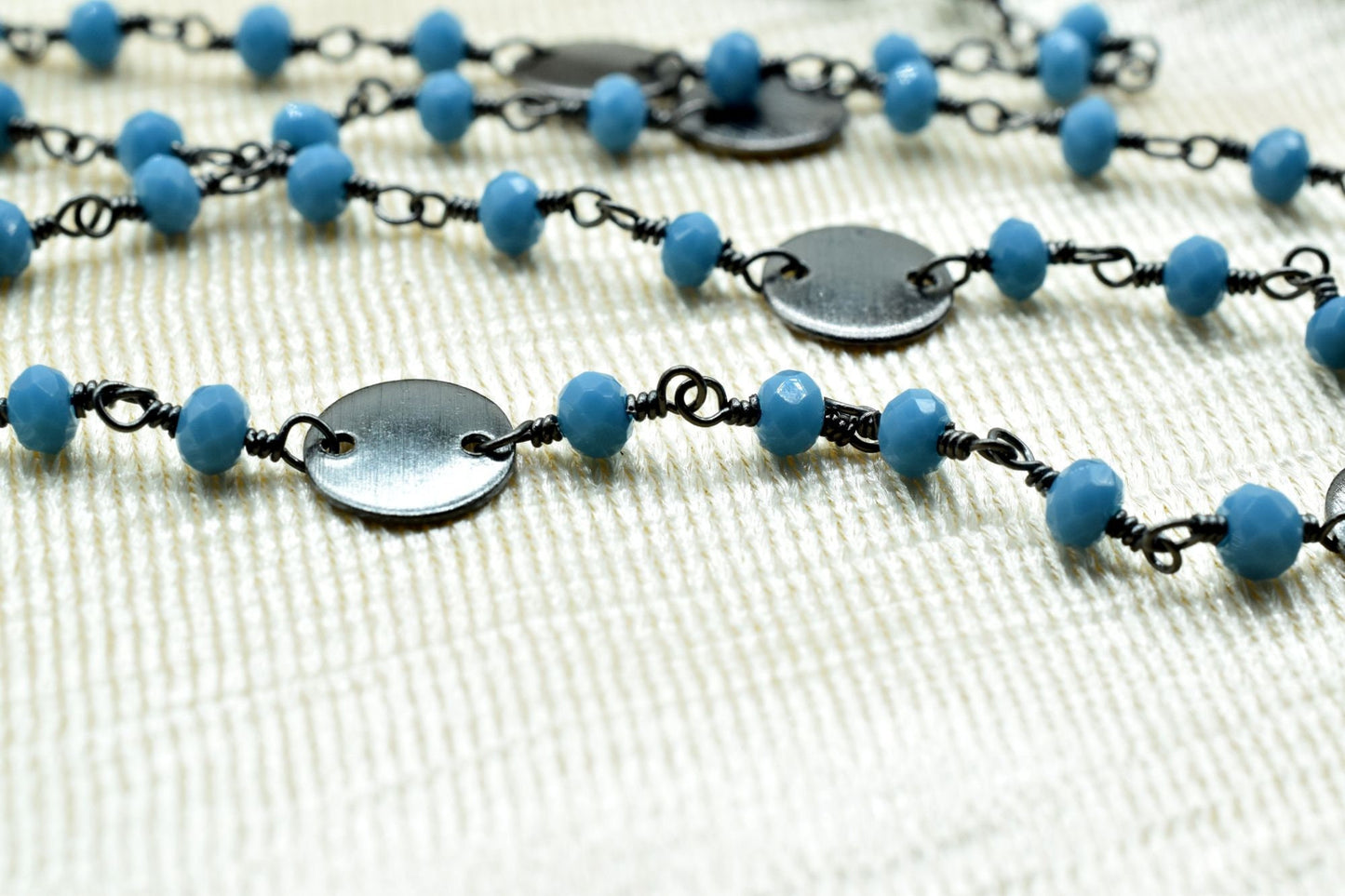 Turquoise 3mm Beaded Chain,Beaded Gold Plated Rosary Chain,Turquoise Rondelle Faceted Rosary Chain,jewelry Making,Finding,circle charm chain