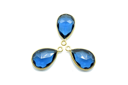 Kyanite 9x13mm pear shape single bail charm,Kyanite Teardrop Gold Plated bezel,Kyanite Bezel,jewelry making charm,Kyanite Handmade charms