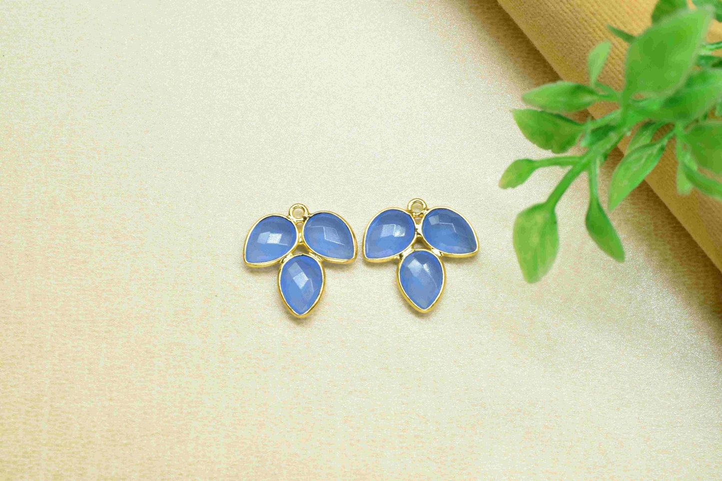 Blue Chalcedony component,Blue Quartz Bezel Component,Blue Quartz Jewelry Making,Handmade Jewelry,Gemstone Component,Attached Bezel Pendant