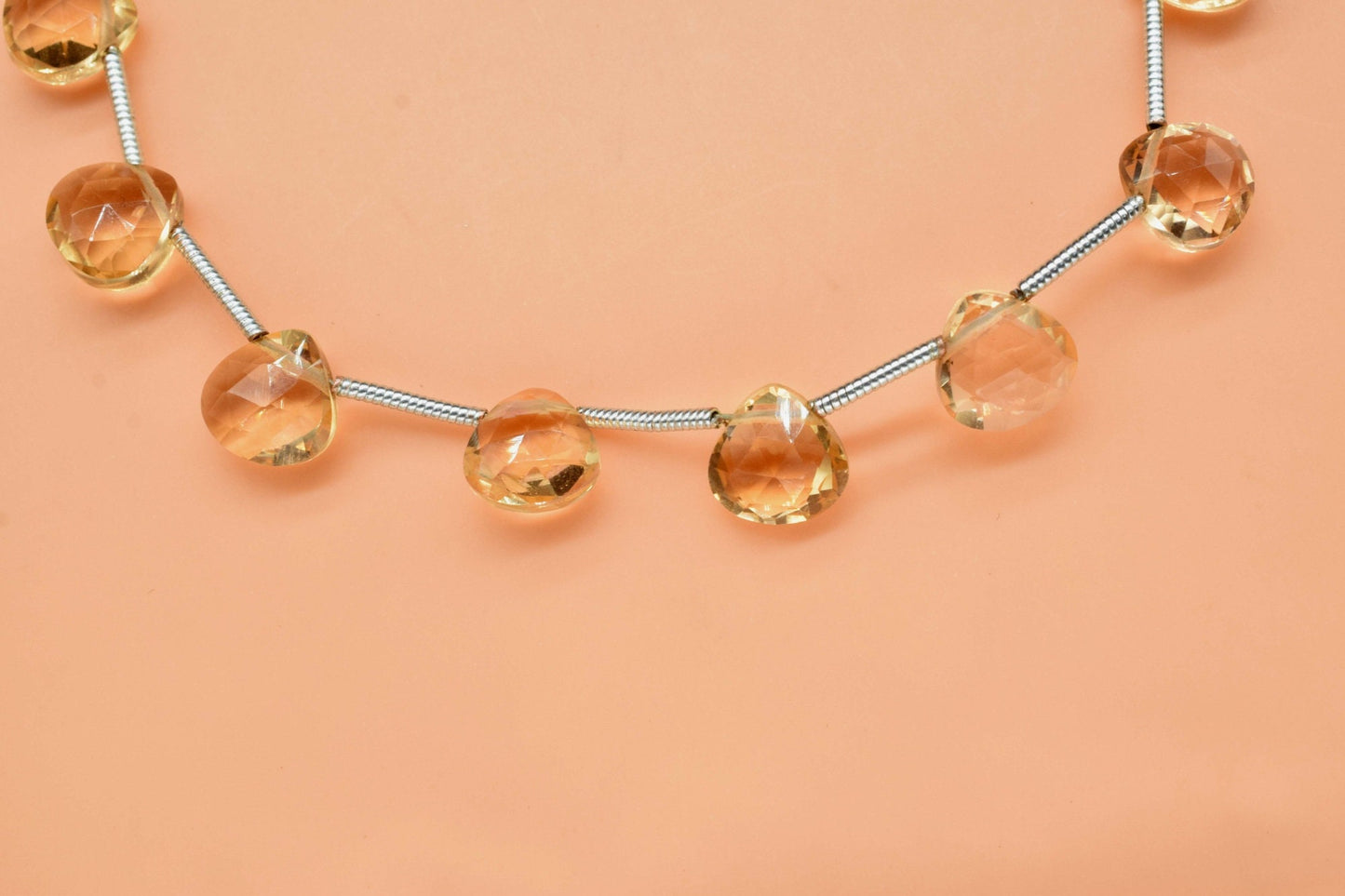 Citrine Faceted 8mm Heart Shape Briolette,Semi-Precious Gemstones briolettes,Gemstone Heart Shape Briolettes,Jewelry Making Supplies,craft