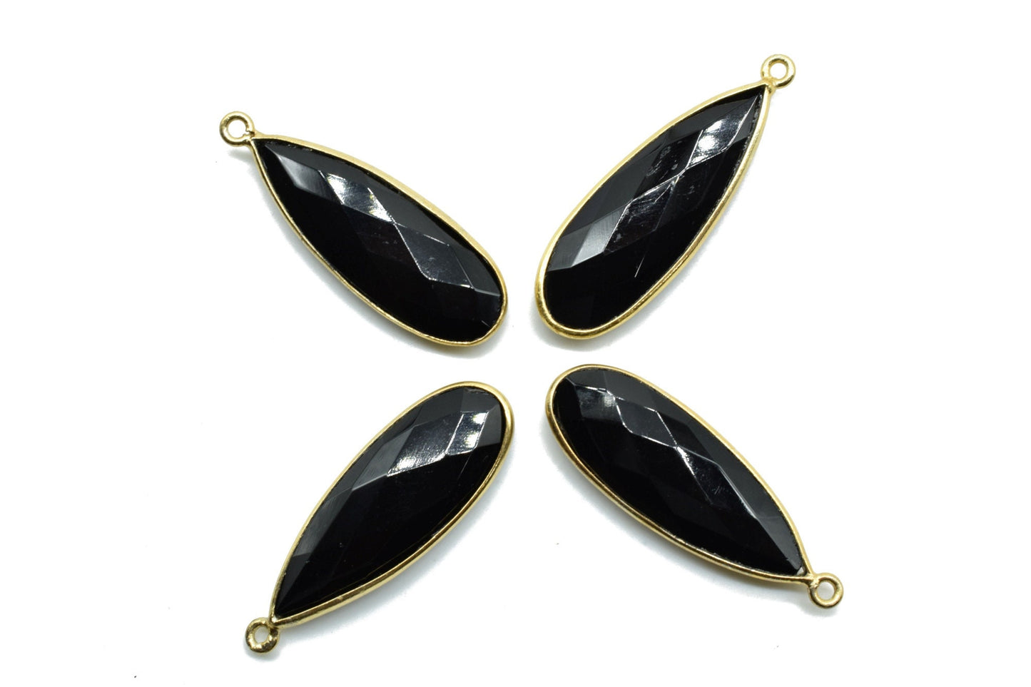 Black Onyx 10x30mm Teardrop Charm,Single Bail Charm Pendant,Teardrop Pendant,Faceted Black onyx,Gemstone Charm,Gemstone Pendant,Dainty Charm