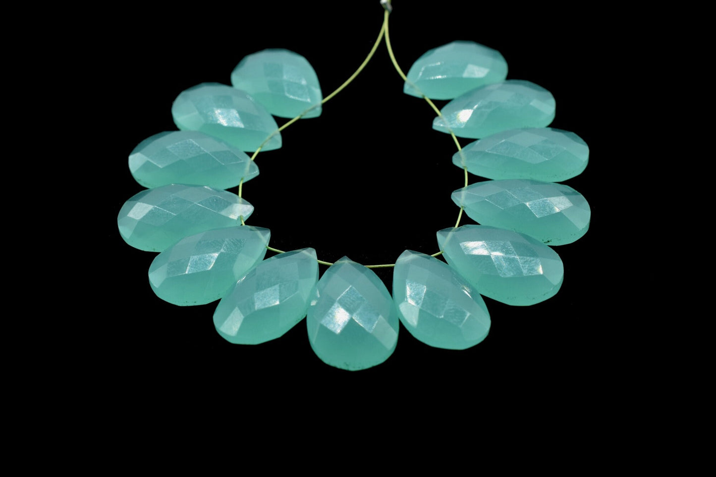 Aqua Chalcedony Pear shape 12x20mm Briolettes,Aqua Chalcedony Teardrop Briolette,Match Pair- Aqua Chalcedony Faceted Briolettes Calibrated
