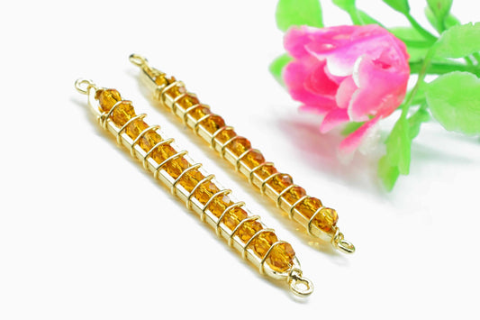 Citrine Quartz beaded Bar Finding Connector,Gemstone Bar Pendant Necklace,Bar Bracelet,Beaded Bar Finding Component,Citrine Quartz jewelry