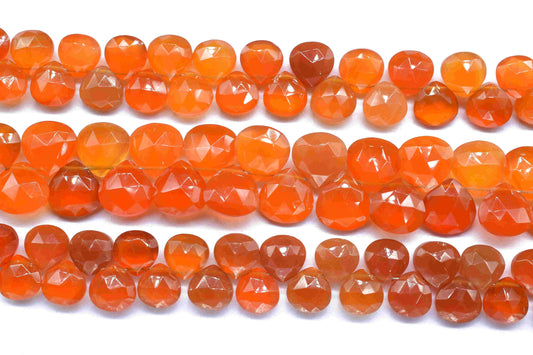 Carnelian Faceted Heart Shape Beads, Carnelian 10mm Heart Shape Beads, Faceted Orange Carnelian Beads, Heart Shape Carnelian Beads, jewelry