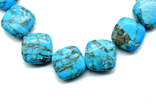 Copper Turquoise 14mm Smooth cushion beads,Calibrated Gemstones Briolette,cushion Shape Briolettes,Superb Item at Low Price,Turquoise Beads