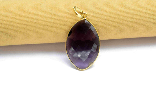 Amethyst 20x30mm Bezel Necklaces,Single Bail Connector,Marquise Shape Pendant,Amethyst Jewelry,Gemstone Bezel Charms,Handmade Bezel Pendant