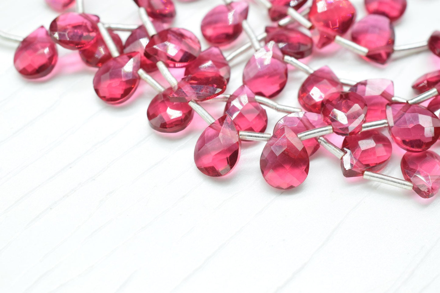 Pink Tourmaline Faceted briolette Strand,Pink Tourmaline Beads Strand,Handmade Jewelry Making Supplies,Gemstone drilled Teardrop Briolettes
