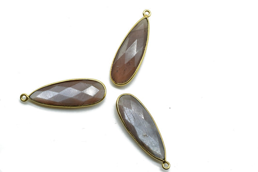 Peach Moonstone 10x30mm Charm,Peach Moonstone Pendant,Teardrop Pendant,Faceted Peach Moonstone,Gemstone Charm,Gemstone Pendant,Dainty Charms