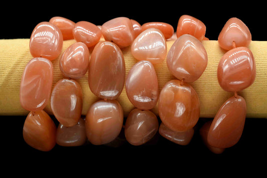 peach moonstone smooth nuggets,Oval Shape Gemstone Tumble Beads,nugget Strand,moonstone Beads Jewelry,handmade Necklace,Smooth Briolettes
