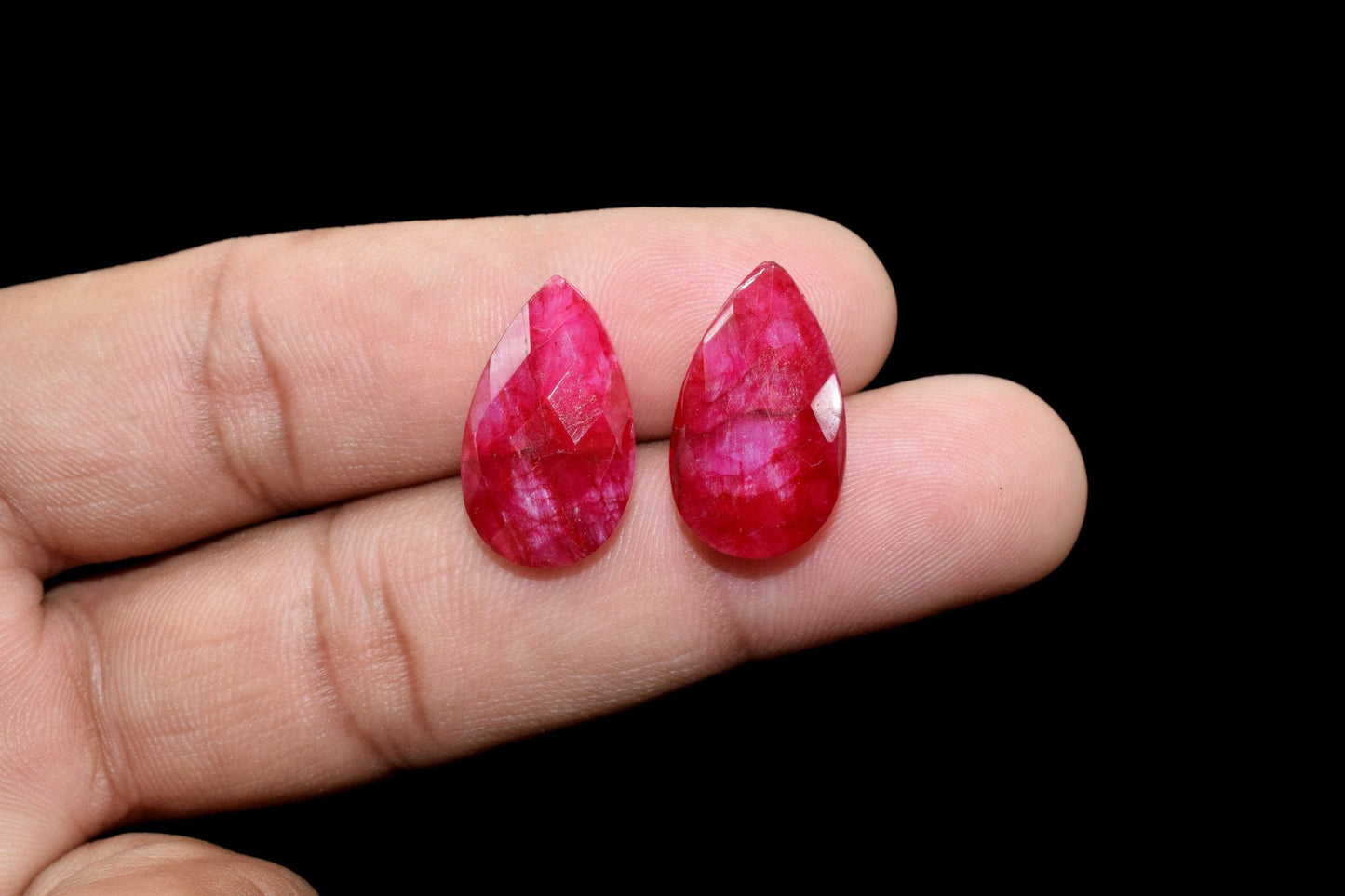 Natural Ruby Faceted Pear Shape briolettes,12x20mm Ruby Pear Beads,Ruby Teardrop Beads,Ruby briolettes,Precious Gemstone Beads,Gift