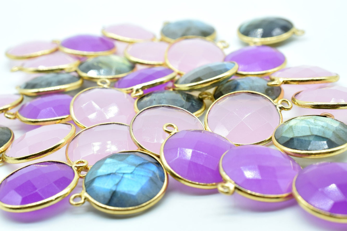 Dendrite Opal 16mm Round Bezel charm,Brass Gold Plated bezel,natural Dendrite Opal Pendants,Labradorite handmade charms,Dendrite Opal coins