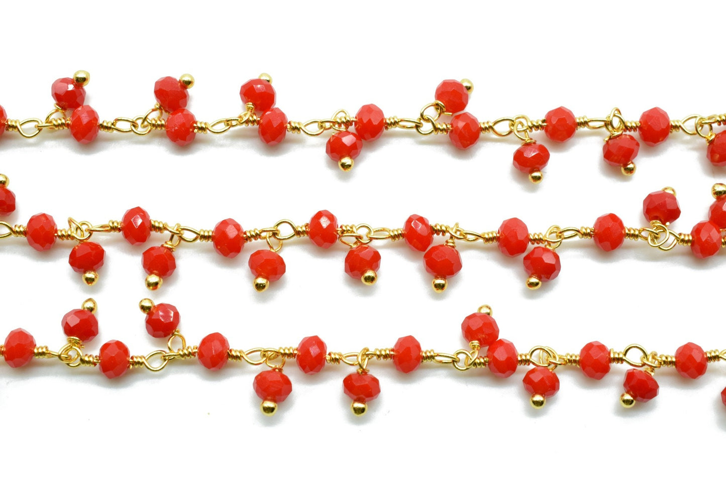 Red coral Cluster Rosary Chain,Handmade Jewelry Making Wire Wrapped Beaded Chain By Foot For Necklace,Exceptional Coral CLUSTER Rosary chain