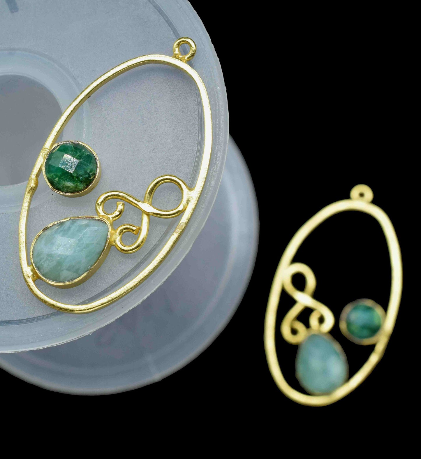 Multi Stone Component Jewelry,Emerald Gemstone Dangle Component,Amazonite 7x10mm Teardrop Component,Gemstone Earring,Finding Oval Necklace