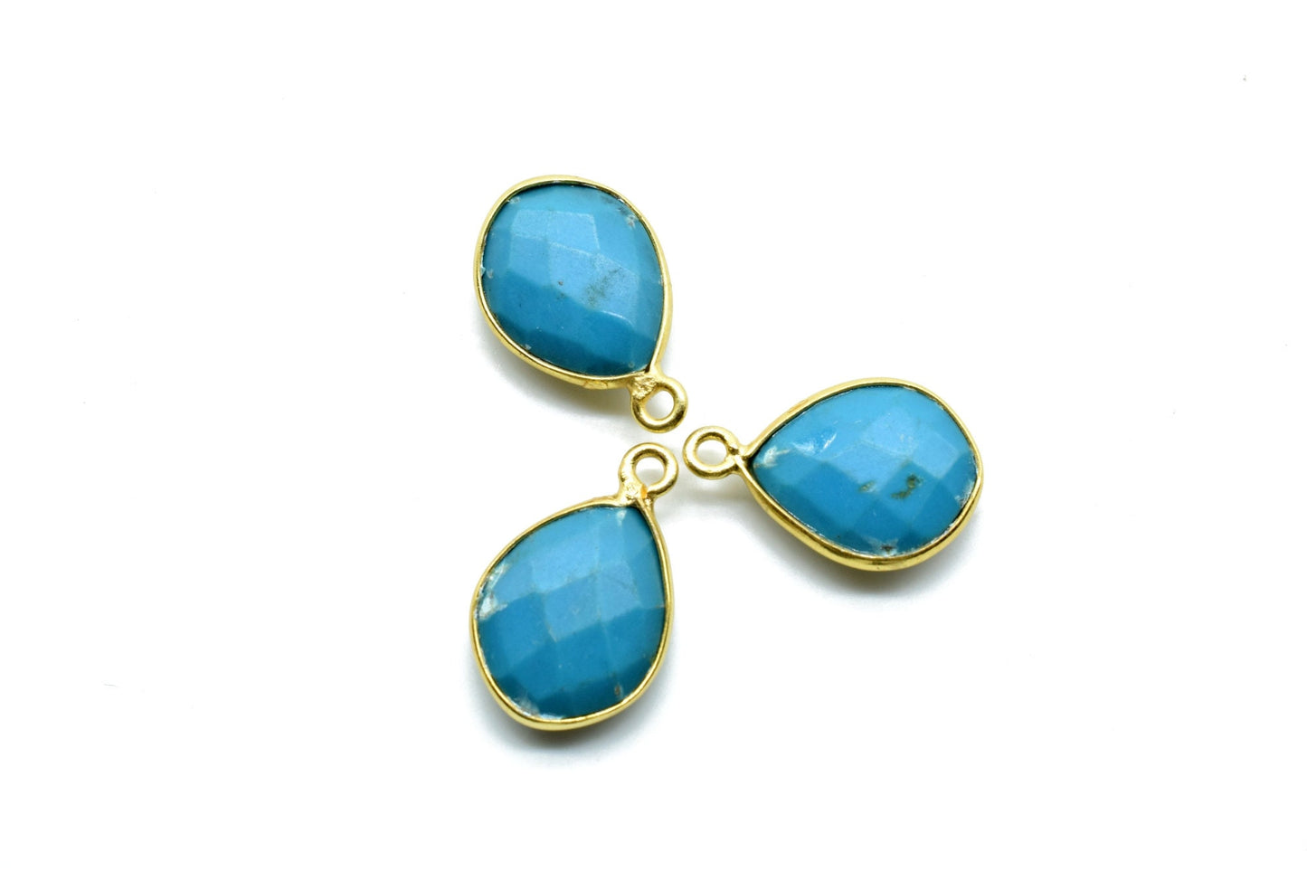 Turquoise 10x13mm Eye shape Single bail Connector,Turquoise Single Bail Bezel Link,Jewelry making supplies,Turquoise Single Loop  Pendant