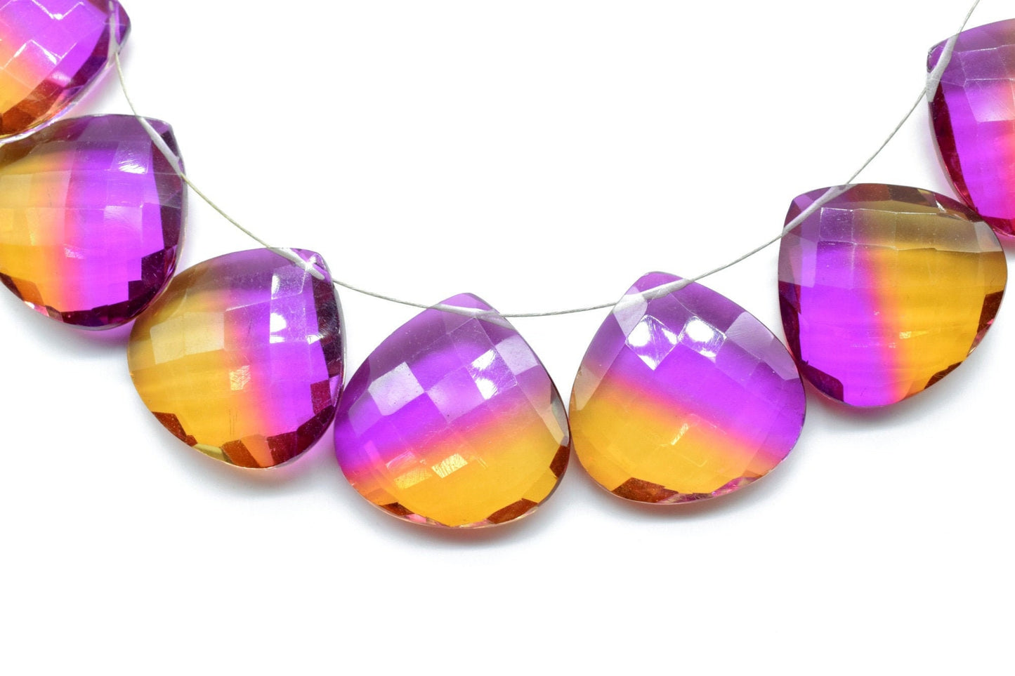Ametrine 15mm Heart Shape Faceted Beads,AMETRINE briolette beads,fancy gemstone briolettes,jewelry making briolettes,Ametrine Heart Shape