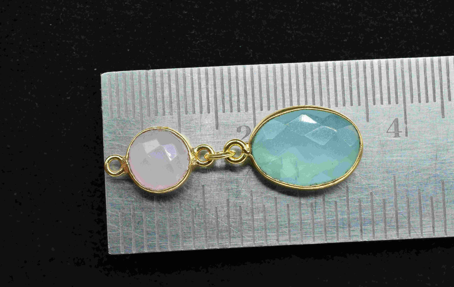 Aqua Chalcedony Dangle pendant Charms,Necklace Connector,Handmade jewelry,Component pendant,Station Bezel Link,Multi Gemstone Dangle Earring