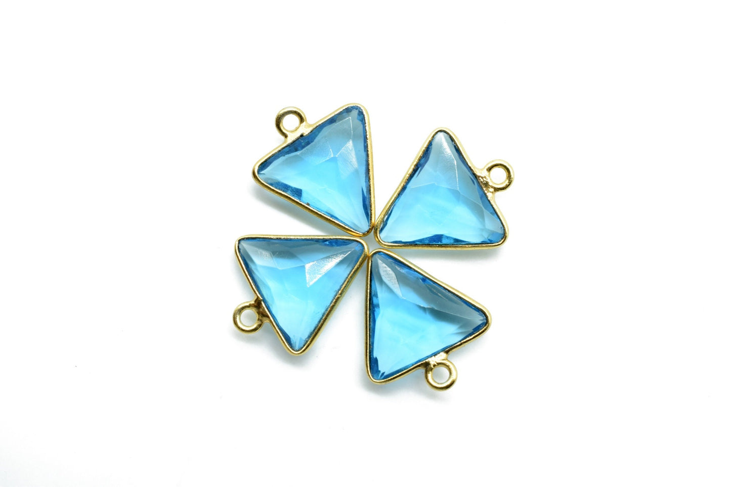London Blue Topaz 12mm Triangle shape Single Bail connectors,Gold Plated bezel,Topaz Pendant,Blue Topaz single loop connectors,fancy Topaz