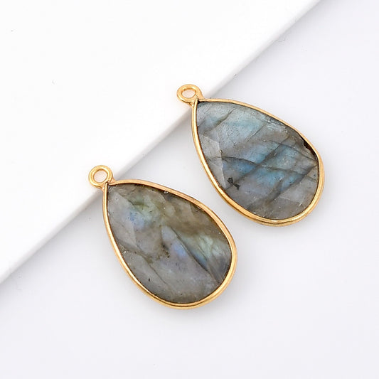 Labradorite 12x20mm Bezel Pendant,Labradorite Teardrop Gold Plated bezel,Labradorite Vermeil Bezel,jewelry making charm,Gold-Filled bezel
